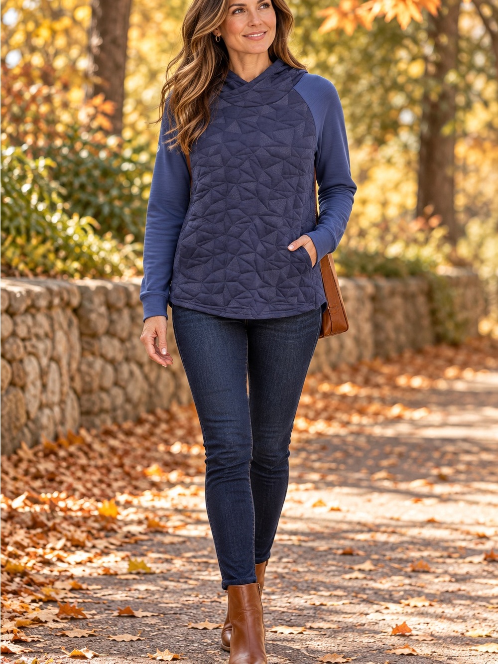 Levelwear Verve Navy Quilted Hoodie Large